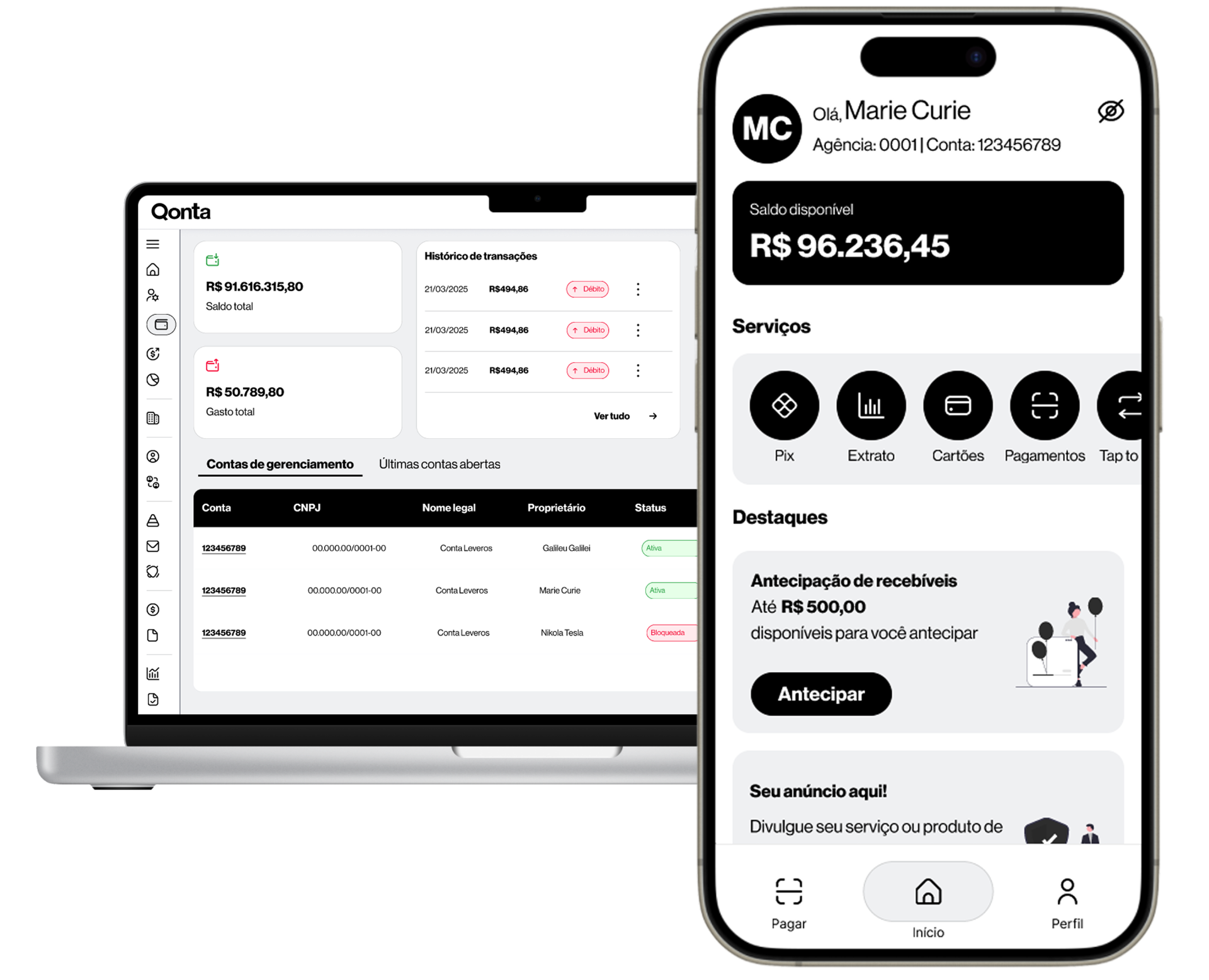 Plataforma Qonta em dispositivos